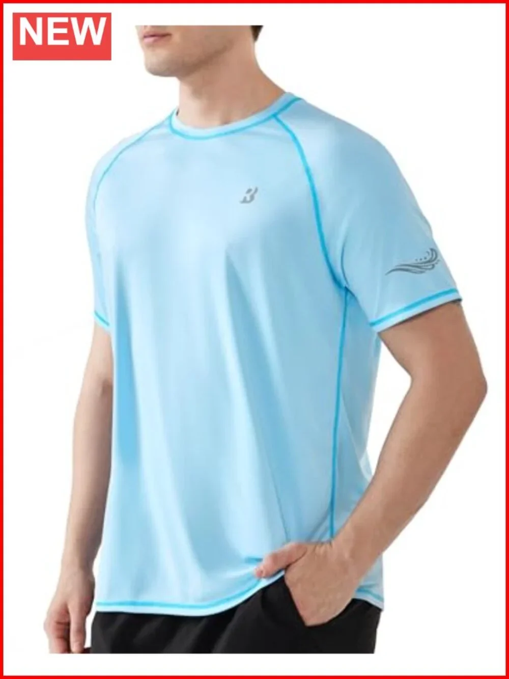 UPF 50+ Men's Rash Guard Shirt Short Sleeve Sun Protection Quick Dry Swim Tee